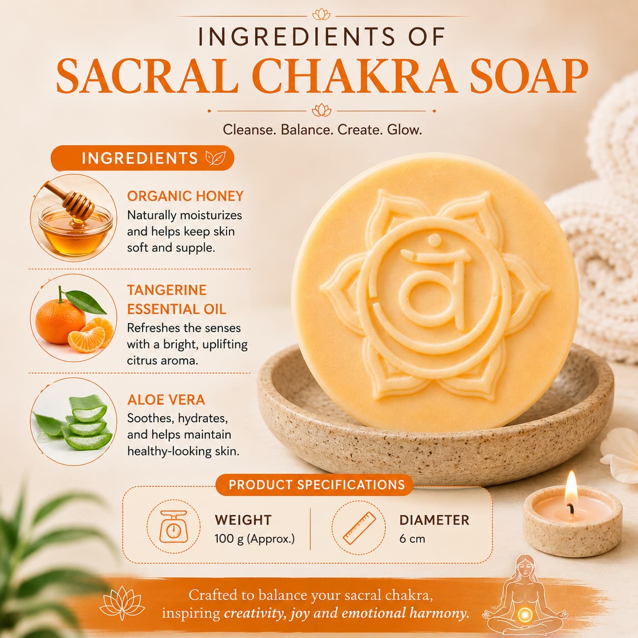Luxury Svadhisthana Chakra Soap for Daily Self-Care
