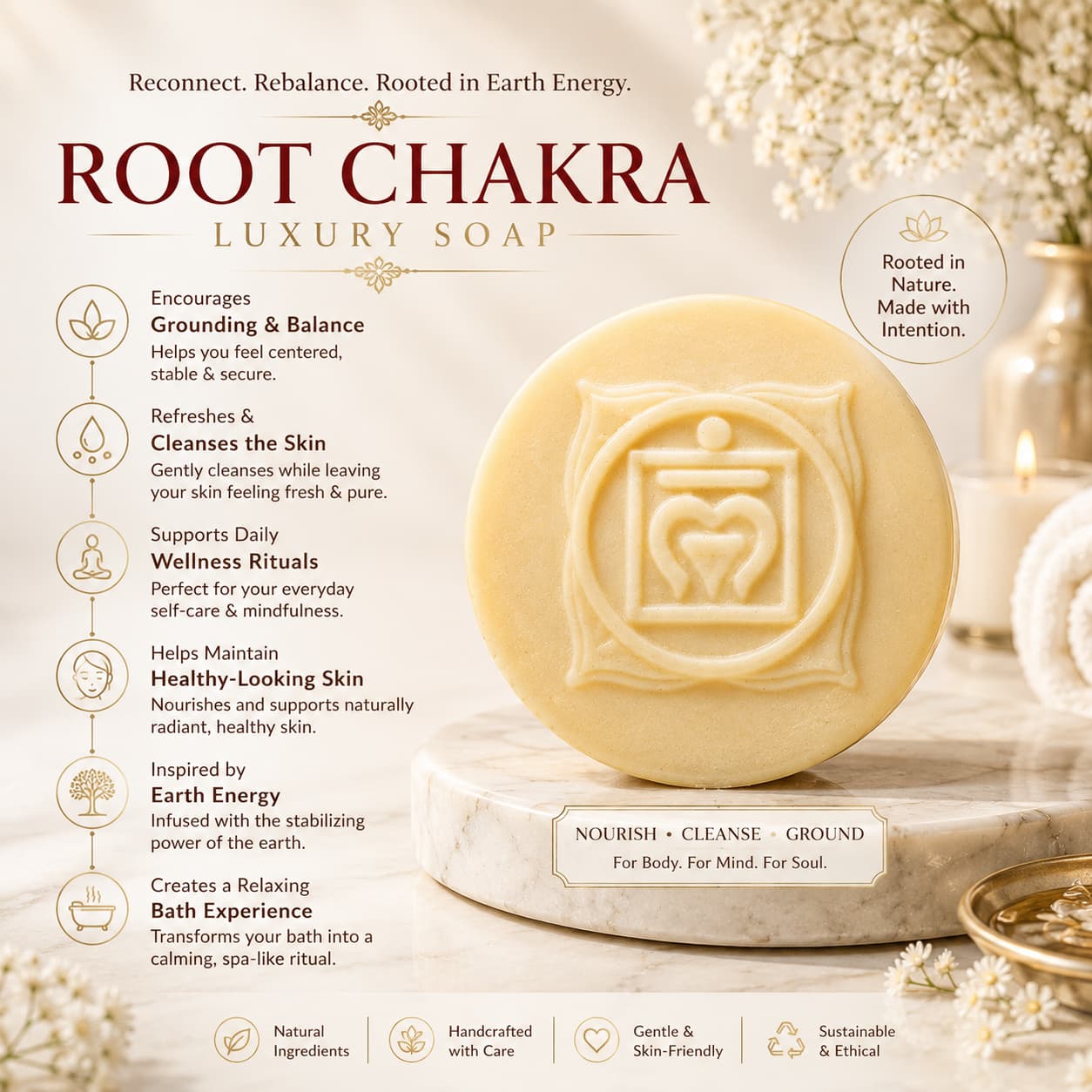 Handmade Root Chakra Soap for Grounding and Stability