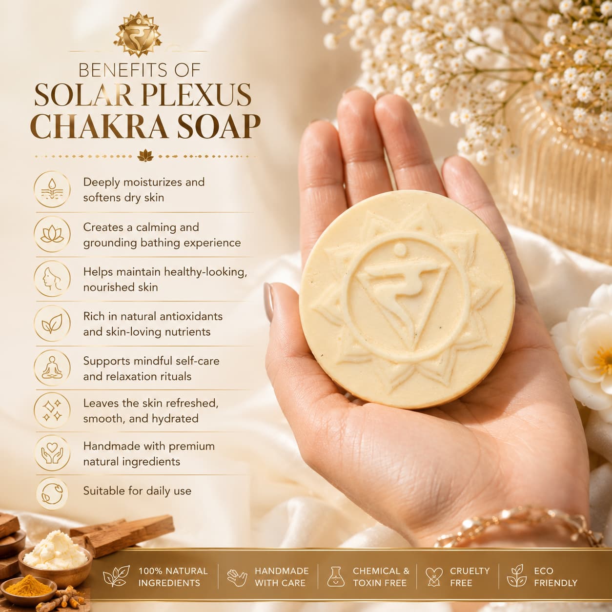 Luxury Solar Plexus Chakra Soap For Reducing Stress & Anxiety